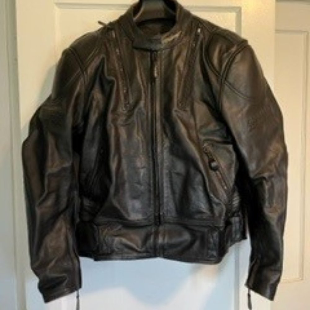 Fieldsheer Men's Leather Motorcycle Jacket Black Size L